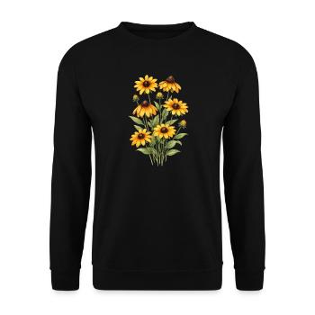 Graphismes de tournesols jaunes Fleurs de tournesol - Sweat-shirt Unisexe - noir - Devant - Alina (178cm) & Michal (187cm)