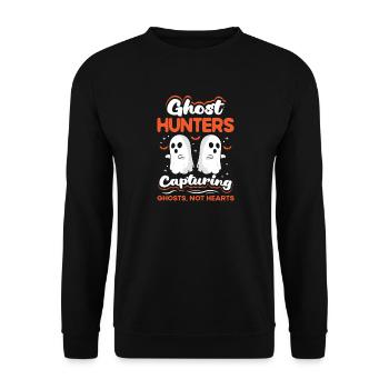 Dicton anglais d’Halloween de Chasseur de Fantômes - Sweat-shirt Unisexe - noir - Devant - Alina (178cm) & Michal (187cm)