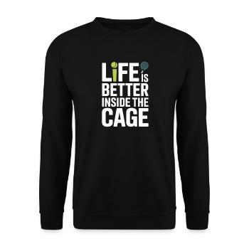 Padel Spieler Life Is Better Inside The Cage Padel - Unisex Pullover - Schwarz - Vorne - Alina (178cm) & Michal (187cm)