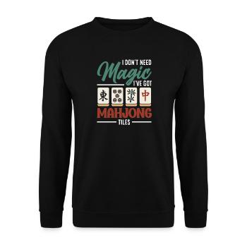It's Mahjong Time - Unisex Sweatshirt - black - Front - Alina (178cm) & Michal (187cm)