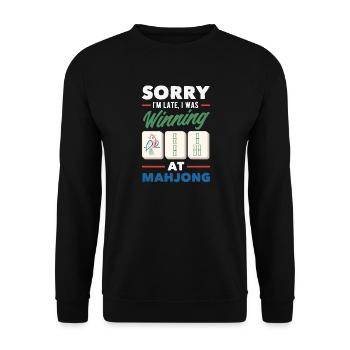 It's Mahjong Time - Unisex Sweatshirt - black - Front - Alina (178cm) & Michal (187cm)