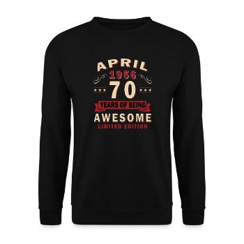 70th Anniversary April 1956 Vintage Gift - Unisex Sweatshirt - black - Front - Alina (178cm) & Michal (187cm)