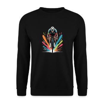 Farbiges Rennrad Design für Jungen - Unisex Pullover - Schwarz - Vorne - Alina (178cm) & Michal (187cm)