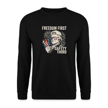 La liberté d’abord, la sécurité troisièmement, le jambon - Sweat-shirt Unisexe - noir - Devant - Alina (178cm) & Michal (187cm)