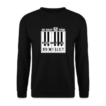 Klavier - Du hast 12 Töne - Piano Pianist - Unisex Pullover - Schwarz - Vorne - Alina (178cm) & Michal (187cm)