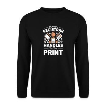 Schulsekretariat Büro Schule Organisation Arbeit - Unisex Pullover - Schwarz - Vorne - Alina (178cm) & Michal (187cm)