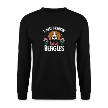 Beagle Love Blumen-Tee - Unisex Pullover - Schwarz - Vorne - Alina (178cm) & Michal (187cm)