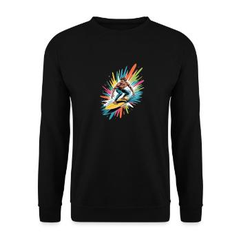 Colorful Surfer Watercolors Splashes Graffiti - Unisex Sweatshirt - black - Front - Alina (178cm) & Michal (187cm)