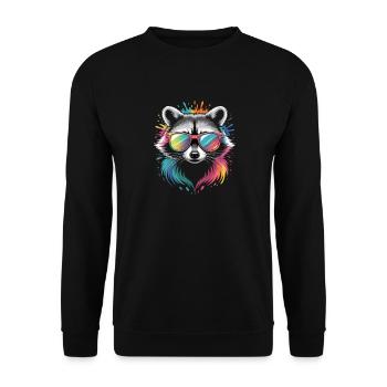 Colorful Raccoon Watercolors Splashes Graffiti - Unisex Sweatshirt - black - Front - Alina (178cm) & Michal (187cm)
