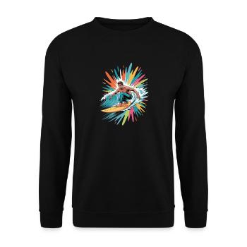 Colorful Surfer Watercolors Splashes Graffiti - Unisex Sweatshirt - black - Front - Alina (178cm) & Michal (187cm)