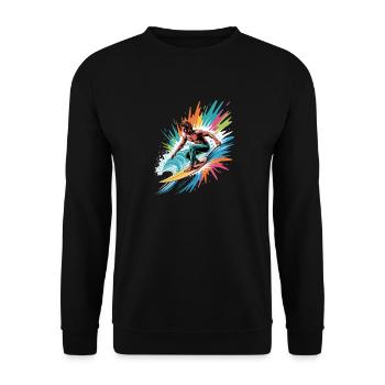Colorful Surfer Watercolors Splashes Graffiti - Unisex Sweatshirt - black - Front - Alina (178cm) & Michal (187cm)