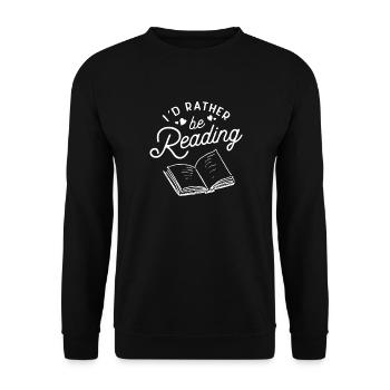 Ich würde lieber lesen - Unisex Pullover - Schwarz - Vorne - Alina (178cm) & Michal (187cm)