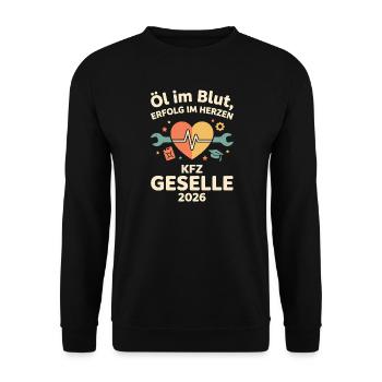 KFZ Geselle Herzwerk 2026 - Unisex Pullover - Schwarz - Vorne - Alina (178cm) & Michal (187cm)