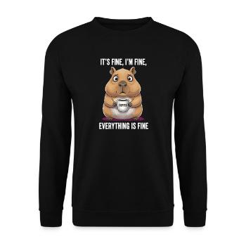 Its Fine Im Fine Coffee Capybara Humor - Unisex Sweatshirt - black - Front - Alina (178cm) & Michal (187cm)