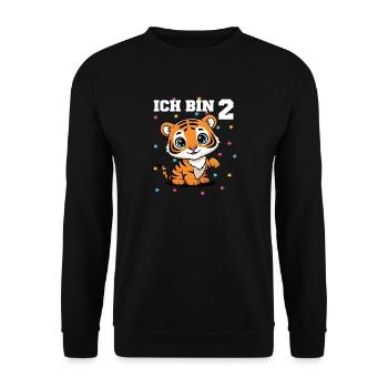 Ich bin 2 - Süßes Tiger zum 2. Geburtstag - Unisex Pullover - Schwarz - Vorne - Alina (178cm) & Michal (187cm)