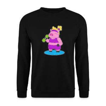 Bodybuilder cochon avec haltères - Sweat-shirt Unisexe - noir - Devant - Alina (178cm) & Michal (187cm)