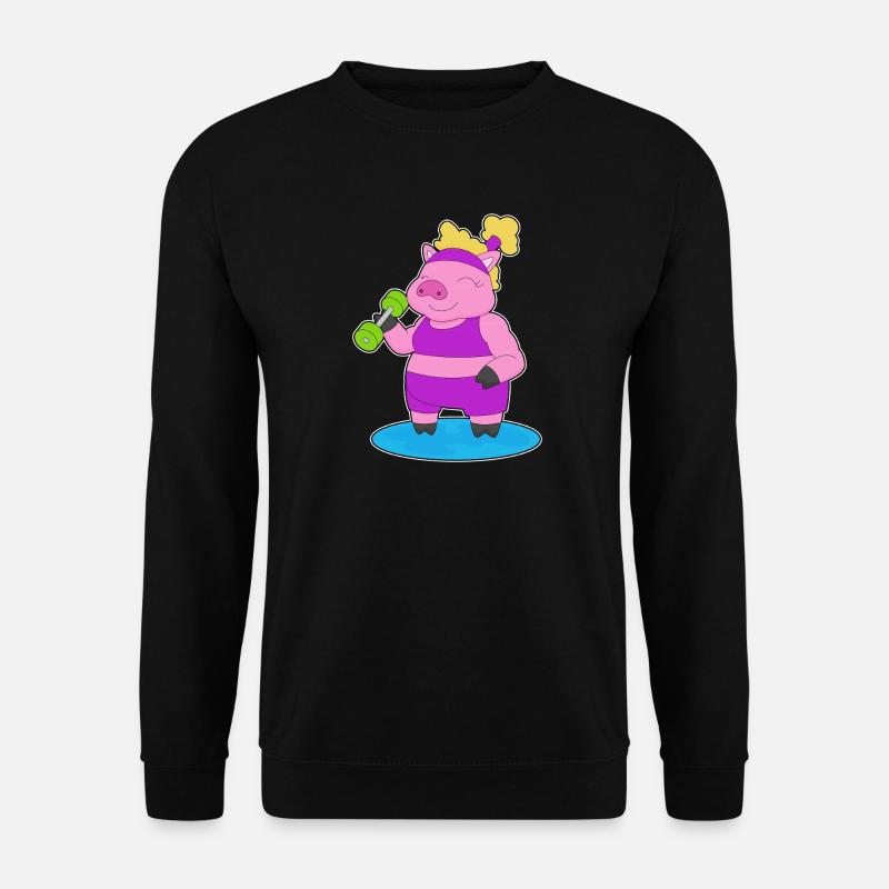 Bodybuilder cochon avec haltères - Sweat-shirt Unisexe - noir