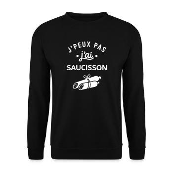 J'peux pas j'ai saucisson - Sweat-shirt Unisexe - noir - Devant - Alina (178cm) & Michal (187cm)