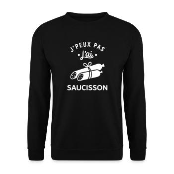 J'peux pas j'ai saucisson - Sweat-shirt Unisexe - noir - Devant - Alina (178cm) & Michal (187cm)