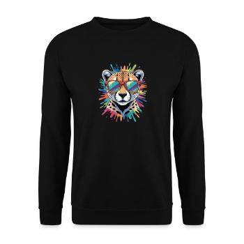 Aquarelles colorées guépards, éclaboussures Graffiti - Sweat-shirt Unisexe - noir - Devant - Alina (178cm) & Michal (187cm)