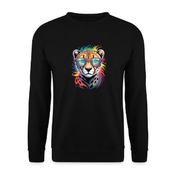 Aquarelles colorées guépards, éclaboussures Graffiti - Sweat-shirt Unisexe - noir - Devant - Alina (178cm) & Michal (187cm)