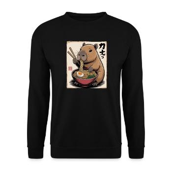 Capybara Ramen Feast - Unisex Sweatshirt - black - Front - Alina (178cm) & Michal (187cm)