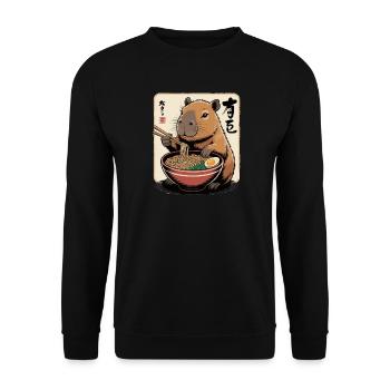 Capybara Ramen Art with Chopsticks - Unisex Sweatshirt - black - Front - Alina (178cm) & Michal (187cm)