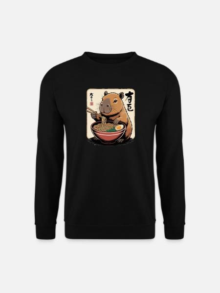 Capybara Ramen Art with Chopsticks - Unisex Sweatshirt - black