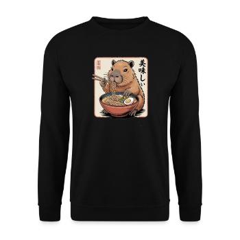 Ramen Capybara Delicacy - Unisex Sweatshirt - black - Front - Alina (178cm) & Michal (187cm)
