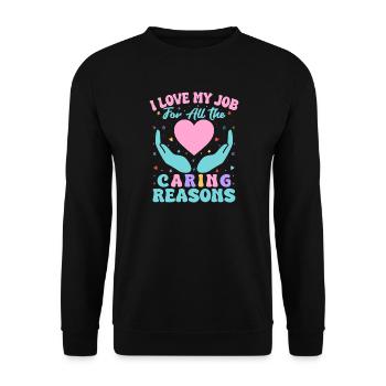 Social Worker Quote Love My Job Caring Reasons - Unisex Sweatshirt - black - Front - Alina (178cm) & Michal (187cm)