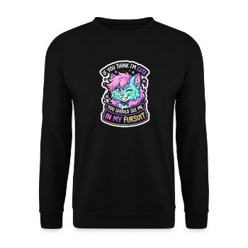 Kätzchen im Fursuit Regenbogen - Unisex Pullover - Schwarz - Vorne - Alina (178cm) & Michal (187cm)