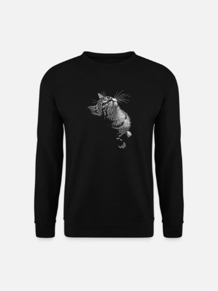 Grayscale Cat Purring Look - Unisex Sweatshirt - black