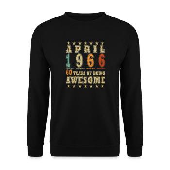 60. Geburtstag Geschenk Mann Oldtimer April 1966 - Unisex Pullover - Schwarz - Vorne - Alina (178cm) & Michal (187cm)