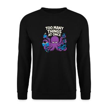 Funny Octopus Overstimulated - Unisex Sweatshirt - black - Front - Alina (178cm) & Michal (187cm)