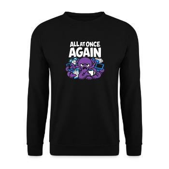 Funny Octopus Overstimulated - Unisex Sweatshirt - black - Front - Alina (178cm) & Michal (187cm)