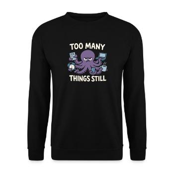 Funny Octopus Overstimulated - Unisex Sweatshirt - black - Front - Alina (178cm) & Michal (187cm)