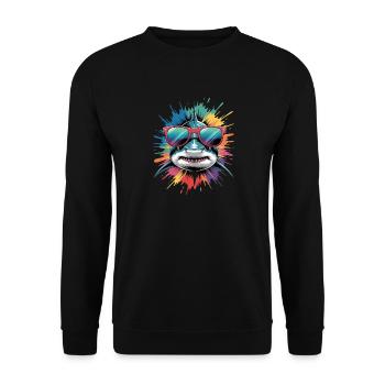 Colorful Shark Watercolor Splash - Unisex Sweatshirt - black - Front - Alina (178cm) & Michal (187cm)