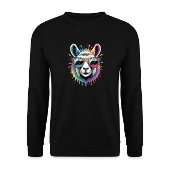 Colorful Llama Watercolor Splash - Unisex Sweatshirt - black - Front - Alina (178cm) & Michal (187cm)