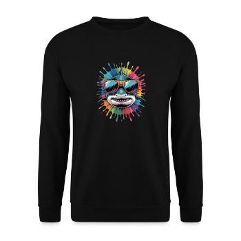 Colorful Shark Watercolor Splash - Unisex Sweatshirt - black - Front - Alina (178cm) & Michal (187cm)