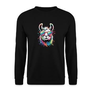 Colorful Llama Watercolor Splash - Unisex Sweatshirt - black - Front - Alina (178cm) & Michal (187cm)