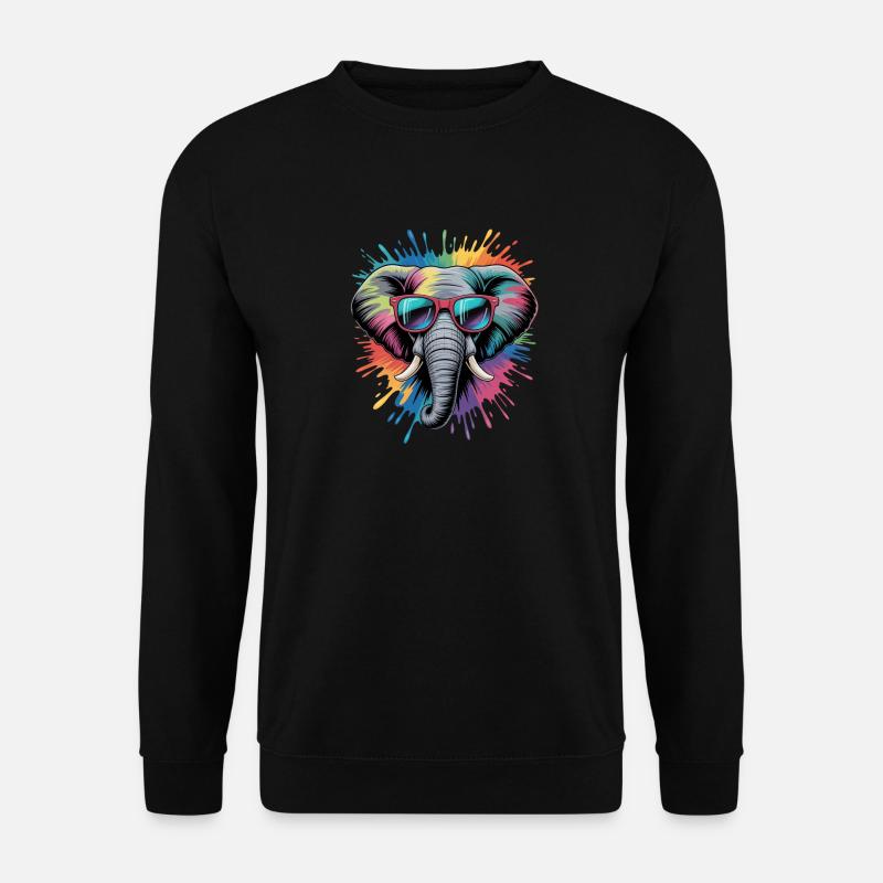 Bunter Elefant Wasserfarben Spritzer - Unisex Pullover - Schwarz