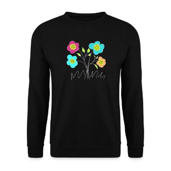 Colorful flowers sketch in the garden - Unisex Sweatshirt - black - Front - Alina (178cm) & Michal (187cm)
