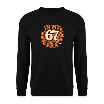 In My 67 Era Italian Brainrot Humor Geburtstag - Unisex Pullover - Schwarz - Vorne - Alina (178cm) & Michal (187cm)
