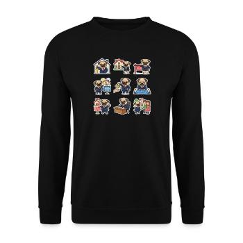 Suesser Mops Makler Immobilien Hundeliebhaber - Unisex Pullover - Schwarz - Vorne - Alina (178cm) & Michal (187cm)
