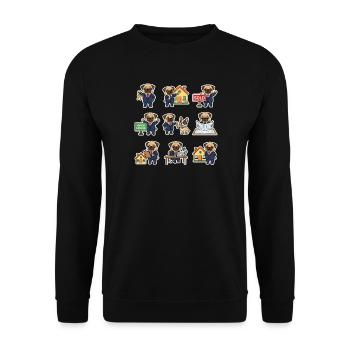 Suesser Mops Makler Immobilien Hundeliebhaber - Unisex Pullover - Schwarz - Vorne - Alina (178cm) & Michal (187cm)