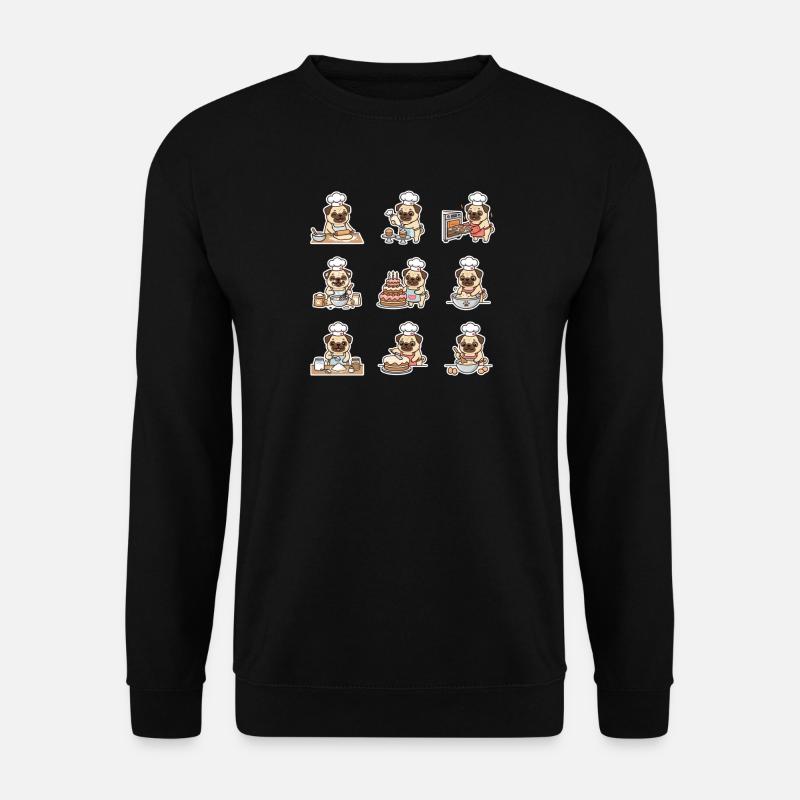 Drôle de Pug Baecker, pâtissier - Sweat-shirt Unisexe - noir