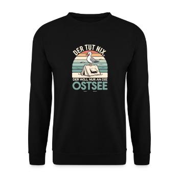  Der Tut Nix Der Will Nur An Die Ostsee Camping - Unisex Pullover - Schwarz - Vorne - Alina (178cm) & Michal (187cm)