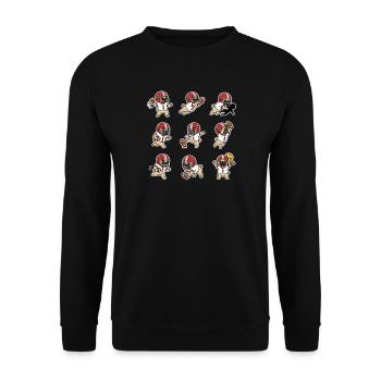 Suesser Mops Football Spieler Touchdown - Unisex Pullover - Schwarz - Vorne - Alina (178cm) & Michal (187cm)