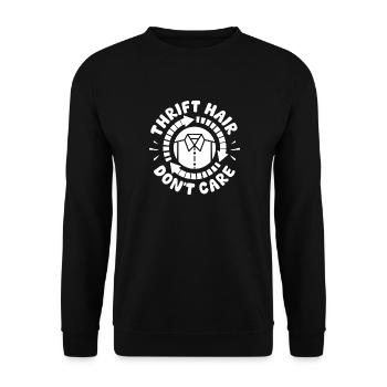 Thrift Shop Thrift Hair Don ́t Care Love Thrifting - Unisex Sweatshirt - black - Front - Alina (178cm) & Michal (187cm)