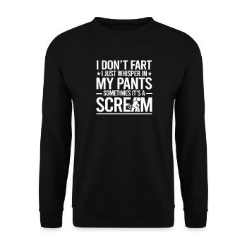 Je ne pète pas, je chuchote juste dans mon pantalon - Sweat-shirt Unisexe - noir - Devant - Alina (178cm) & Michal (187cm)